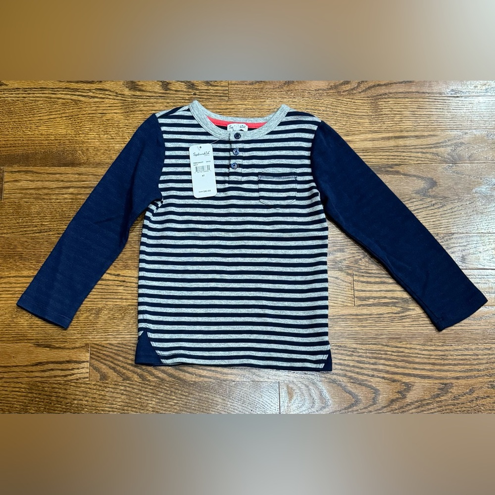 NWT Splendid brand striped Henley top, boys size 4T